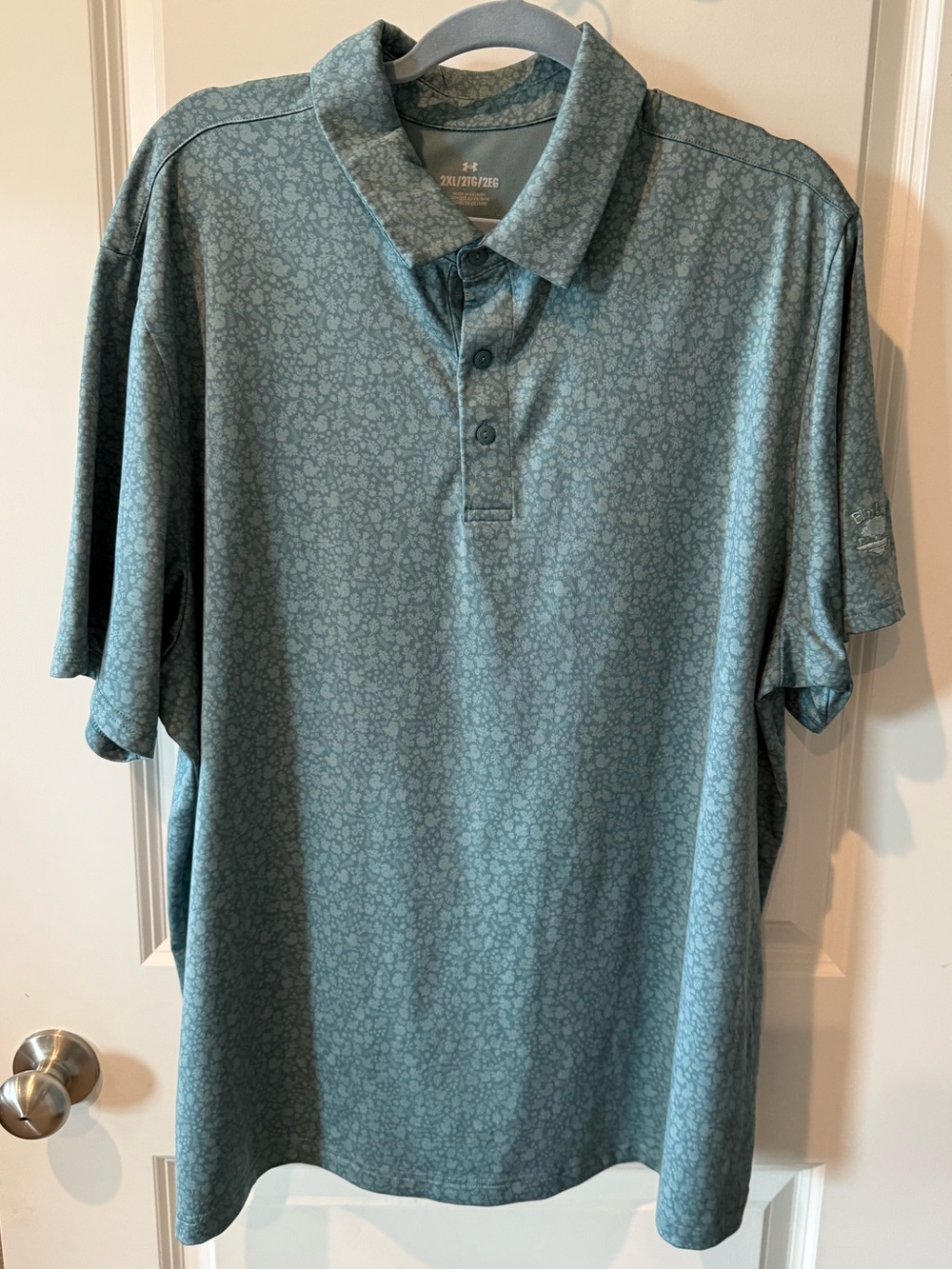 Under Armour Men's Teal Micro-Print Short Sleeve Polo